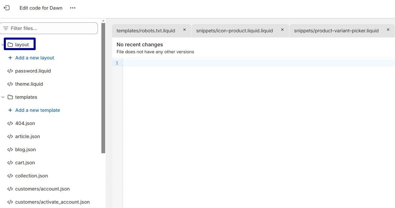 Navigate the Layout directory and choose “Liquid.”